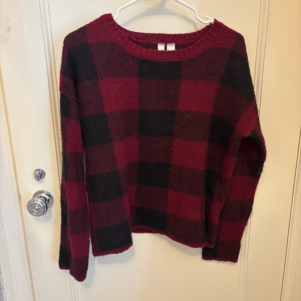 Plaid Red and Black Women's Sweater